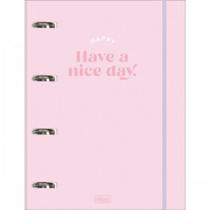Caderno Escolar Argolado Cartonado Elastico Happy 80 Fls