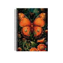 Caderno Escolar Borboletas 10Materias Com Adesivos Grande A4