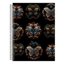 Caderno Escolar Borboletas 10Materias Com Adesivos Grande A4