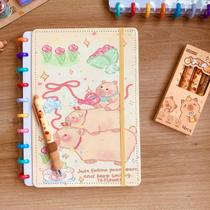 Caderno Escolar Com Folhas Destacáveis Capa Dura Capivara Fofa Disco Inteligente Anotações Grande Colorido Papelaria Volta As Aulas Escola