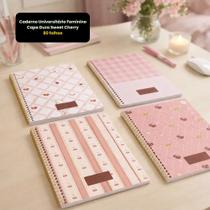 Caderno Escolar Feminino Capa Dura Sweet Cherry 80 folhas