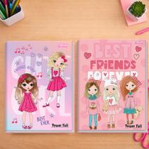 Caderno Escolar Power Full Brochura 1/4 96 Folhas Capa Dura -Menina