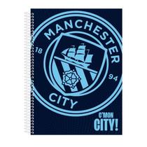 Caderno Escolar Time Manchester City 10 Matérias Com Adesivo