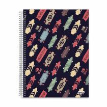 Caderno Escolar Universitário 240 Folhas 15 Matérias Skates Capa Dura Espiral Colorido Unissex Feminino Masculino Volta as Aulas Estudos Escola