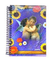 Caderno espiral 1/4 Anjos capa dura pequeno - 96 folhas - Lipast Com 04 unidades