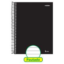 Caderno Espiral 1/4 Capa Dura Neutro Preto 200 Folhas, Pacote com 05 Unidades