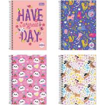 Caderno Espiral 1/4 Capa Dura Pepper 80 Folhas Feminino Pacote com 4 Caderno Espiral 1/4 Capa Dura Pepper 80 Folhas Feminino Pacote com 4