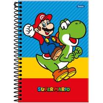 Caderno Espiral 1/4 Capa Dura Super Mario BROS 80FLS Pacote com 05