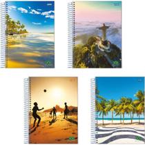 Caderno Espiral 1/4 Flexível Brasilidade 96 Folhas Pacote com 10 Caderno Espiral 1/4 Flexível Brasilidade 96 Folhas Pacote com 10