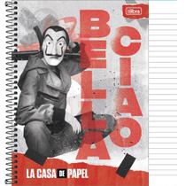 Caderno Espiral 1m 80fls CD La Casa de Papel Tilibra Universitário Série Naiobi Denver Professor Rio Tokio Moscou