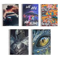 Caderno Espiral Arame Escolar 1 Matéria Capa Dura Masculino