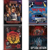Caderno Espiral Capa Dura 1 Matéria Stranger THINGS 80 Folhas - Pacote com 04 Caderno Espiral Capa Dura 1 Matéria Stranger THINGS 80 Folhas - Pacote com 04