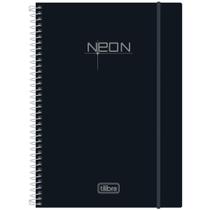 Caderno Espiral Capa Dura 10 Matérias 200 Folhas Neon Preto