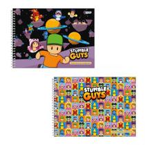 Caderno espiral capa dura cartografia 80 folhas Stumble Guys - Jandaia