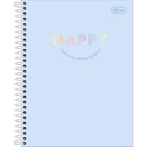 Caderno Espiral Capa Dura Colegial 10 Matérias Happy 160 Folhas - Azul 2025