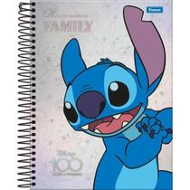 Caderno Espiral Capa Dura Colegial Disney 100 Anos Stitch 196 Folhas 10 Matérias FORONI