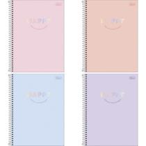 Caderno Espiral Capa Dura HAPPY 1 Matéria 80 Folhas - Pacote com 04 Caderno Espiral Capa Dura HAPPY 1 Matéria 80 Folhas - Pacote com 04