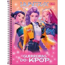 Caderno Espiral Capa Dura Universitário 1 Matéria Guerreiras do K-Pop 80 Folhas - Capa Laranja E Rosa 3 Meninas