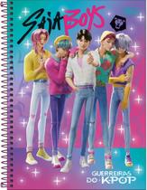 Caderno Espiral Capa Dura Universitário 1 Matéria Guerreiras do K-Pop 80 Folhas - Capa Rosa Saja Boys - TILIBRA