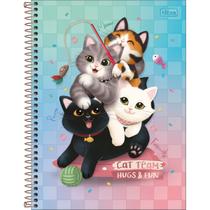 Caderno Espiral Capa Dura Universitário 1 Matéria Purrfect Cats 80 Folhas - Gatos Fundo Degrade Vd/Az/Rs Caderno Espiral Capa Dura Universitário 1 Matéria Purrfect Cats 80 Folhas - Gatos Fundo Degrade Vd/Az/Rs