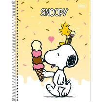 Caderno Espiral Capa Dura Universitário 1 Matéria Snoopy Fit 80 Folhas - Capa Amarela Snoopy Sorvete