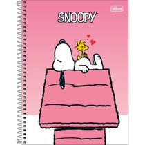 Caderno Espiral Capa Dura Universitário 1 Matéria Snoopy Fit 80 Folhas - Capa Rosa - Snoopy + Casa Rosa