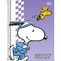 Caderno Espiral Capa Dura Universitário 1 Matéria Snoopy Fit 80 Folhas - Capa Roxa - Snoopy Correndo