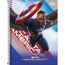Caderno Espiral Capa Dura Universitário 10 Matérias Capitão América 160 Folhas - Capitão América Voando