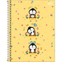 Caderno Espiral Capa Dura Universitário 10 Matérias Mellow 160 Folhas - Fundo Amarelo - Pinguim