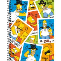 Caderno Espiral Capa Dura Universitário 10 Matérias Simpsons 160 Folhas - Bart E Homer - Fundo Colorido