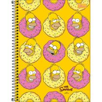 Caderno Espiral Capa Dura Universitário 10 Matérias Simpsons 160 Folhas - Fundo Amarelo - Donuts