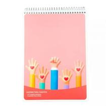 Caderno espiral capa dura universitário 1x1 96 folhas Canhoto Rosa - Ecoplast