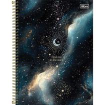 Caderno Espiral Capa Dura Universitário Connect 1 Matéria Magic 80 Folhas - Galaxia Fundo Preto