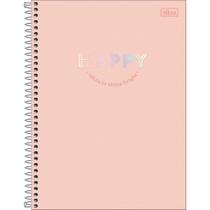 Caderno Espiral Capa Dura Universitário Connect 10 Matérias Happy 160 Folhas - Laranja 2025