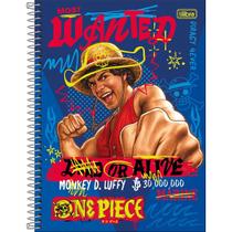 Caderno Espiral Capa Dura Universitário Connect 10 Matérias One Piece Netflix 160 Folhas - Luffy Fundo Azul