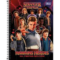 Caderno Espiral Capa Dura Universitário Connect 10 Matérias Stranger Things 160 Folhas - Hawkins Heroes