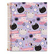 Caderno Espiral Capa Dura Universitário Cute Cat 80 Folhas 1 Matéria CARDESIL