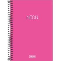 Caderno Espiral Capa Plástica 1/4(pequeno) sem Pauta Neon Pink 80 Folhas