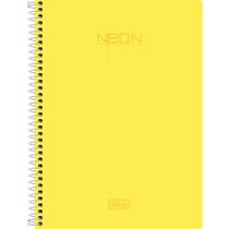 Caderno Espiral Capa Plástica 1/4 Sem Pauta Neon Amarelo 96 Folhas