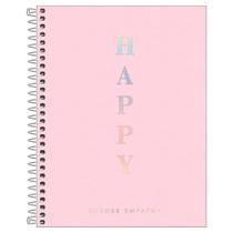 Caderno espiral capa plástica colegial 10 matérias happy 160 folhas