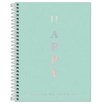 Caderno espiral capa plástica colegial 10 matérias happy 160 folhas