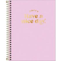 Caderno Espiral Capa Plástica Colegial Happy 10 Matérias 160 Folhas Tilibra Rosa Claro Caderno Espiral Capa Plástica Colegial Happy 10 Matérias 160 Folhas Tilibra Rosa Claro