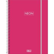 Caderno Espiral Capa Plástica Universitário 1 Matéria Neon Fit Feminino 80 Folhas - Capa Pink