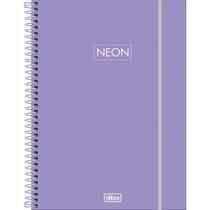 Caderno Espiral Capa Plástica Universitário 1 Matéria Neon Fit Feminino 80 Folhas - Capa Roxa