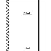 Caderno Espiral Capa Plástica Universitário 1 Matéria Neon Fit Masculino 160 Folhas - Capa Branca