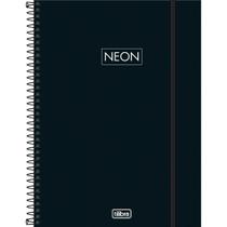 Caderno Espiral Capa Plástica Universitário 1 Matéria Neon Fit Masculino 80 Folhas Capa Preta