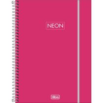 Caderno Espiral Capa Plástica Universitário 10 Matérias Neon Fit Feminino 160 Folhas - Capa Pink