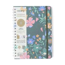 Caderno Espiral Cicero Colegial Lagoa Pautado 17x24 Cisne Floral Verde 80 Fls