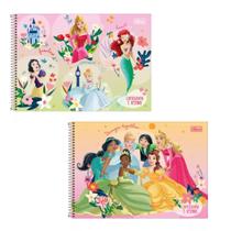 Caderno Espiral de Cartografia e Desenho 80F Disney Princesas Sortido Tilibra