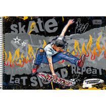 Caderno Espiral de Desenho e Cartografia Do It 80 Folhas Capa Dura Tilibra Futebol Skate Sport